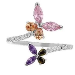 SOLD!NWT, PRIMROSE Sterling Silver Cubic Zirconia Butterfly Bypass Ring, Size: 7